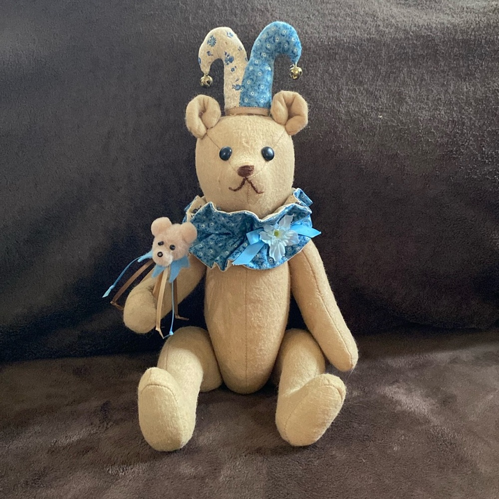 Handmade Felt Jester Bear